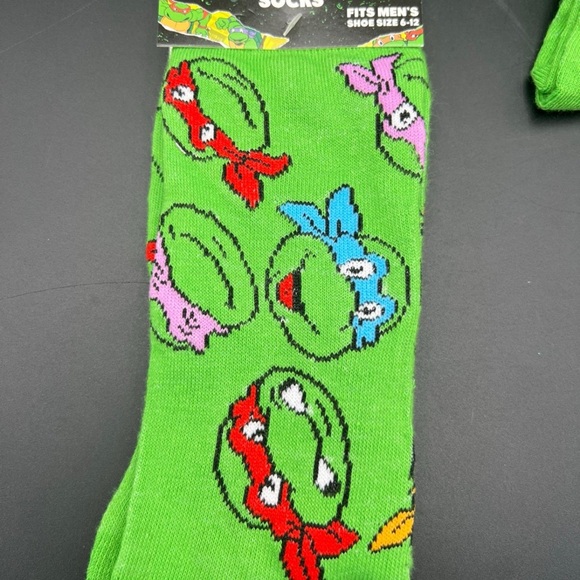Teenage Mutant Ninja Turtles Crew Socks Size 6-12 Nickelodeon Green Lot Of 7 - Picture 5 of 6